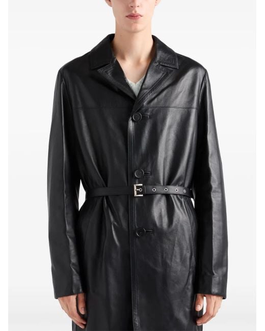 Abrigo Con Botones Prada de hombre de color Black