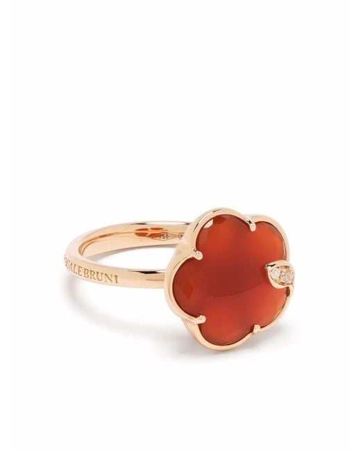 Pasquale Bruni Pink 18Kt Rose Petit Joli Carnelian And Diamond Ring