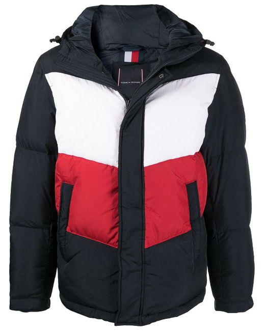Tommy Hilfiger Synthetic Colour-block Puffer Coat in Blue for Men | Lyst  Australia