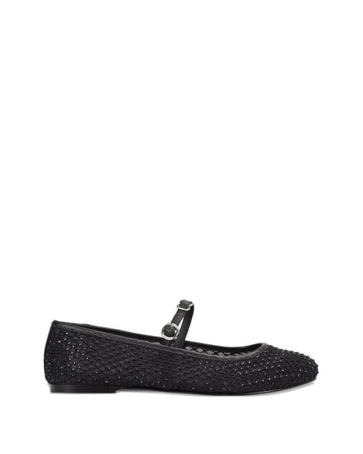 HUGO White Embellished Strap-Detail Ballet Flats