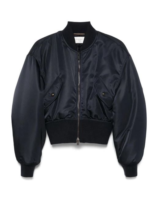 Saint Laurent Blue Cropped Bomber Jacket