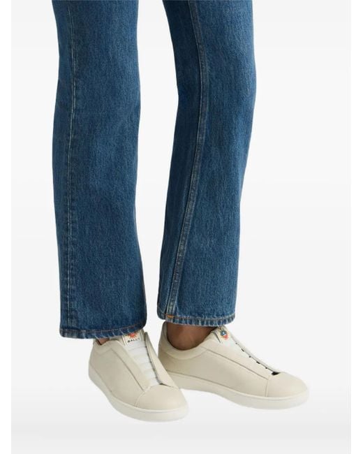 Bally White Grained Leather Retro Crest Sneakers for men