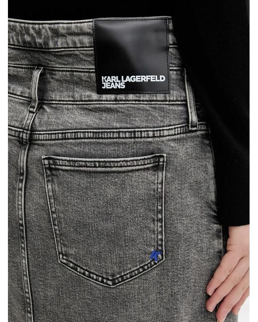 Karl Lagerfeld Black Slit-Detail Denim Maxi Skirt