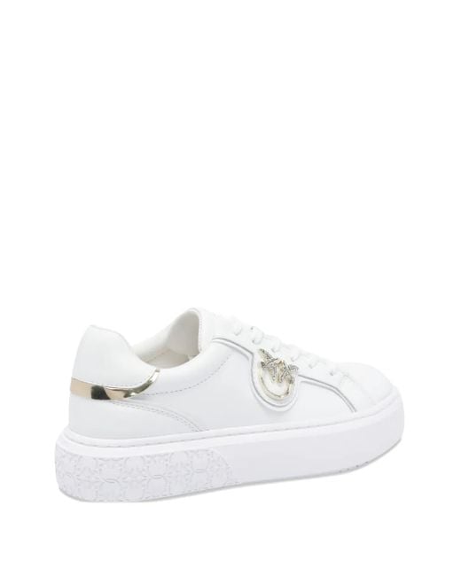 Pinko White Logo-Detail Flatform Sneakers