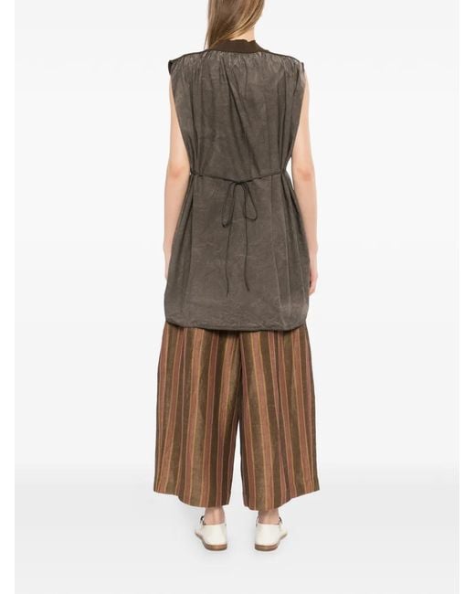 Uma Wang Brown Haut Sans Manches À Col V