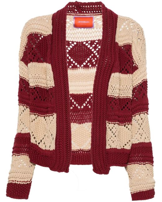 LaDoubleJ Red Cotton-Blend Striped Bolero Cardigan
