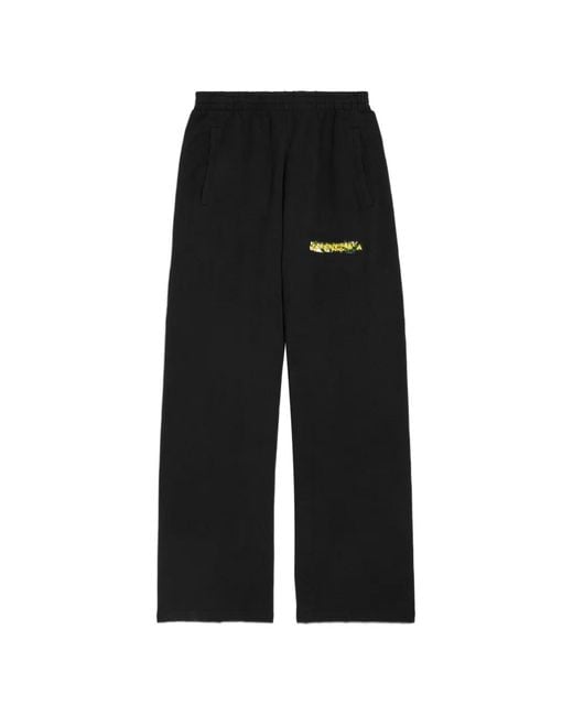 Balenciaga Black Logo-Print Wide-Leg Track Pants for men