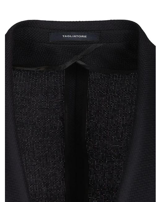 Tagliatore Black Montecarlo Wool Jacket for men