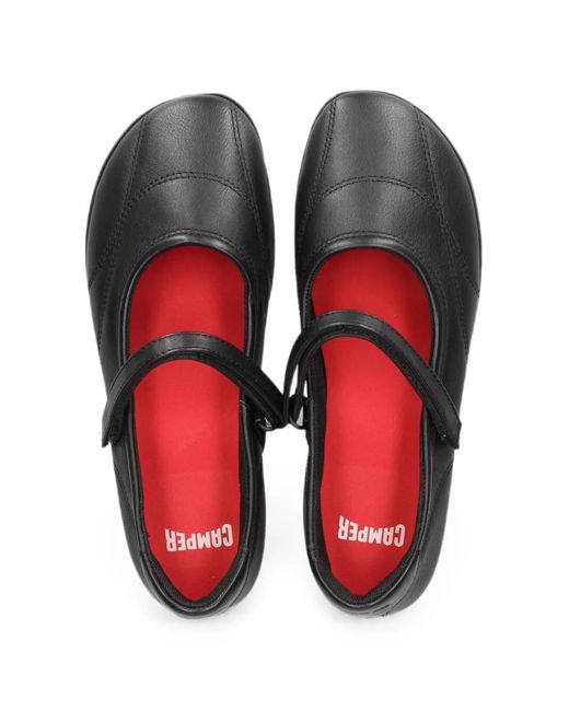 Camper Black Right Nina Touch-Strap Ballet Flats