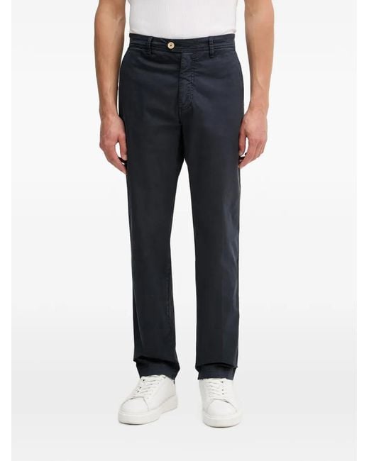 Aeronautica Militare Blue Logo-Patch Straight-Leg Trousers for men