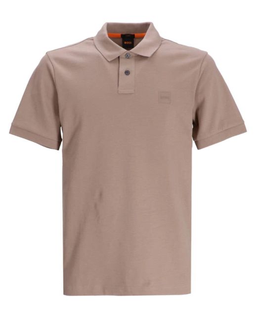 Boss Brown Logo-appliqué Cotton Polo Shirt for men