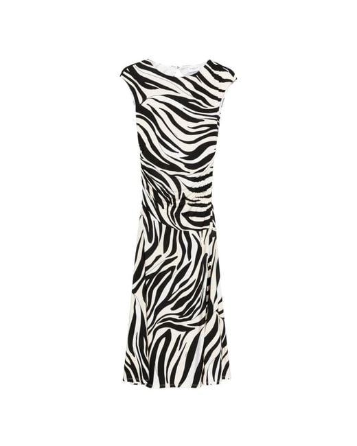 Marella White Rugiada Zebra-Pattern Midi Dress