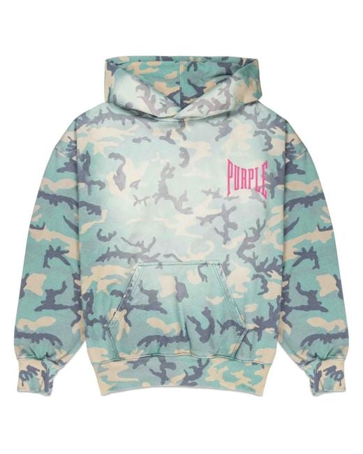 Purple Brand Blue Faded Camo Hoodie for men