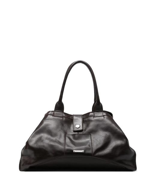 Paloma Wool Black Big Guida Glossy-Finish Panelled Tote Bag
