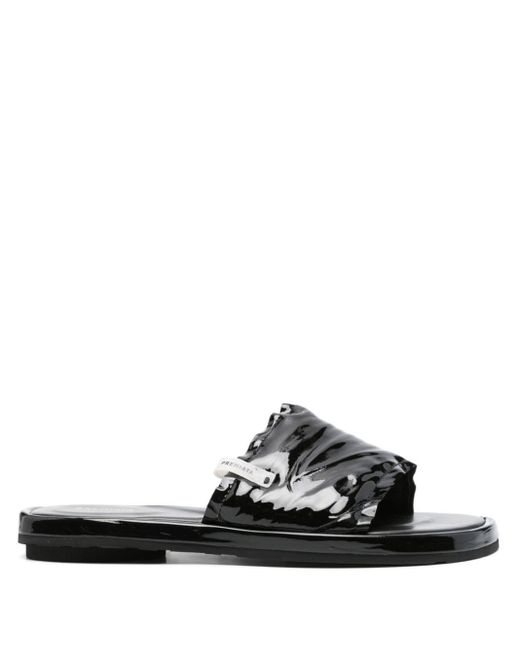 Premiata Black Patent Leather Slides