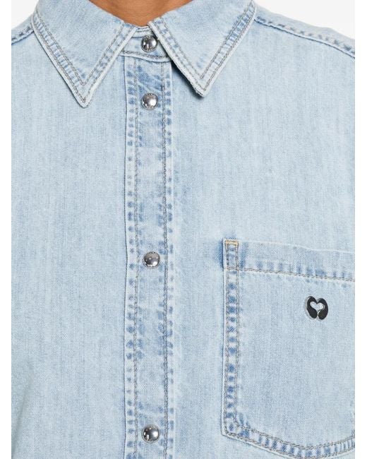 Maje Blue Chest-Pocket Denim Shirt