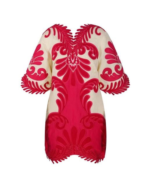 Farm Rio Arabesc-Embroidered Mini Dress