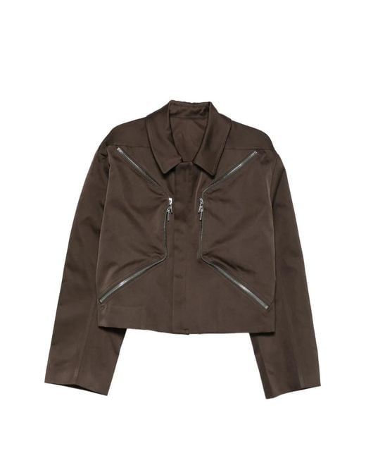 Rick Owens Brown Zip Cropped Jacket for men