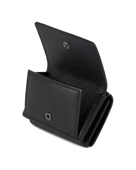 Brunello Cucinelli Black Grained Calfskin Tri-Fold Wallet