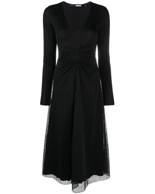 ROTATE BIRGER CHRISTENSEN Black Sierra Ruched-Detail Midi Dress