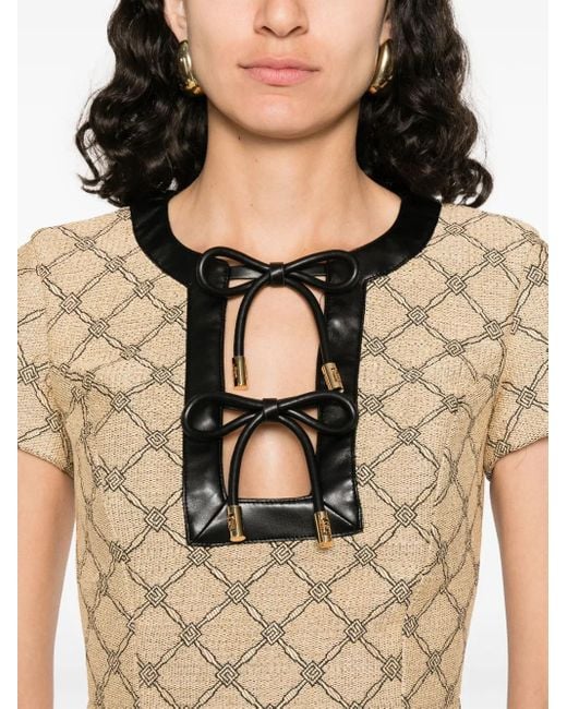 Abito Con Monogramma Jacquard di Elisabetta Franchi in Brown