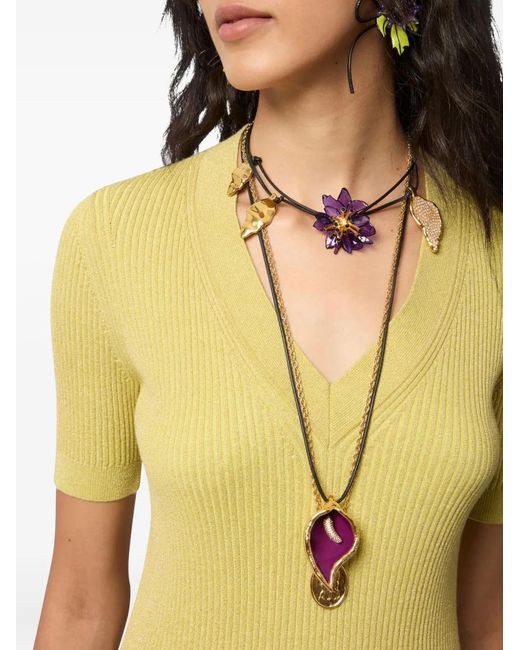 Nina Ricci Yellow V-Neck Knit Top
