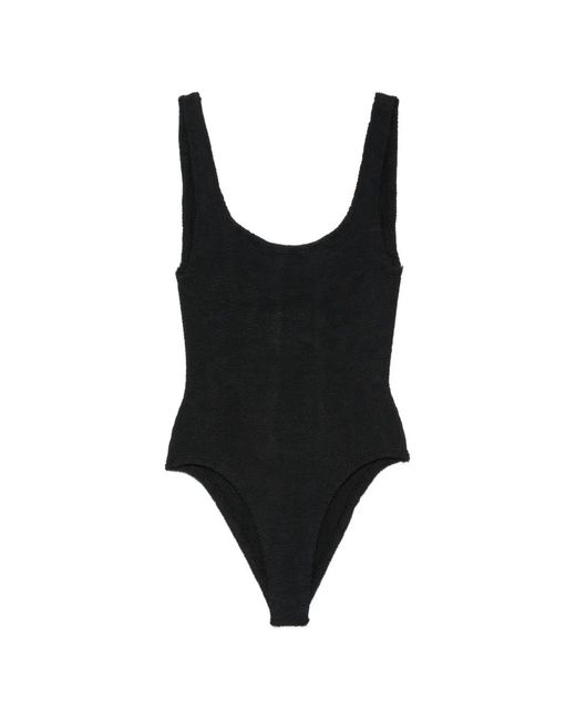 Hunza G Black Crinkle-Effect Swimsuit
