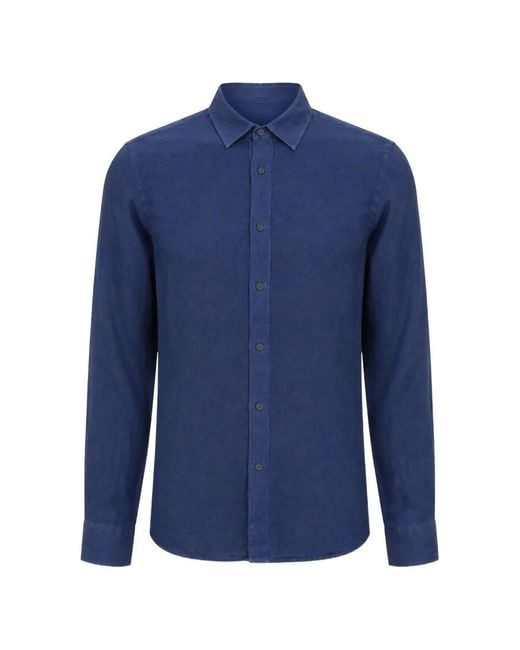 120% Lino Button-Up Overhemd in het Blue voor heren