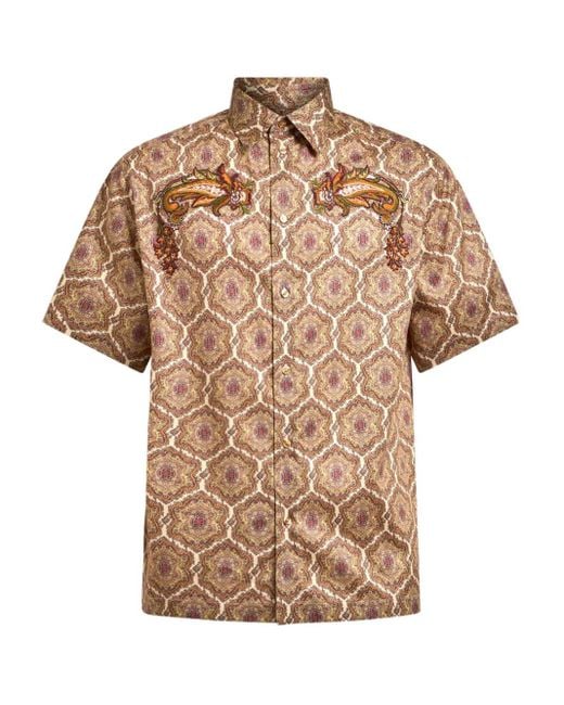 Etro Natural Paisley-Embroidered Geometric-Pattern Shirt for men