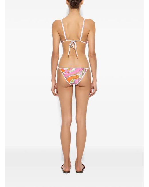 Emilio Pucci Pink Orchidee-Print Triangle Bikini Top