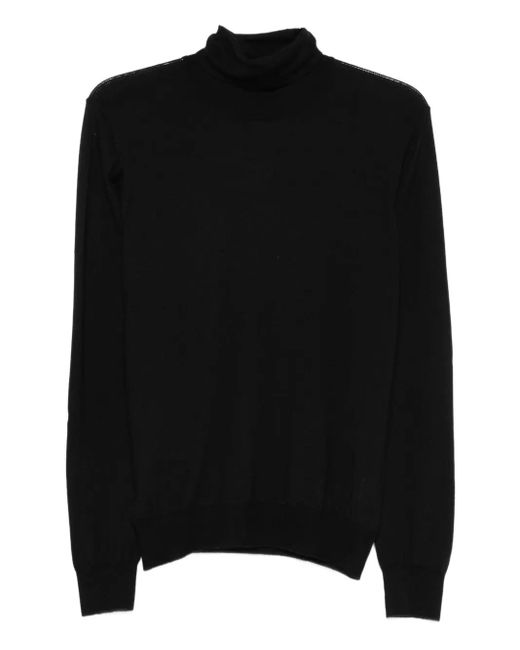 Barba Napoli Black Turtleneck Ribbed-Hem Sweater for men