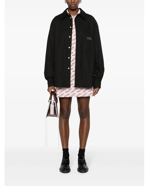 KENZO Black Logo-Patch Padded Shirt Jacket