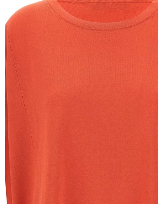 Elena Miro Red Ribbed Side Slits Sweater