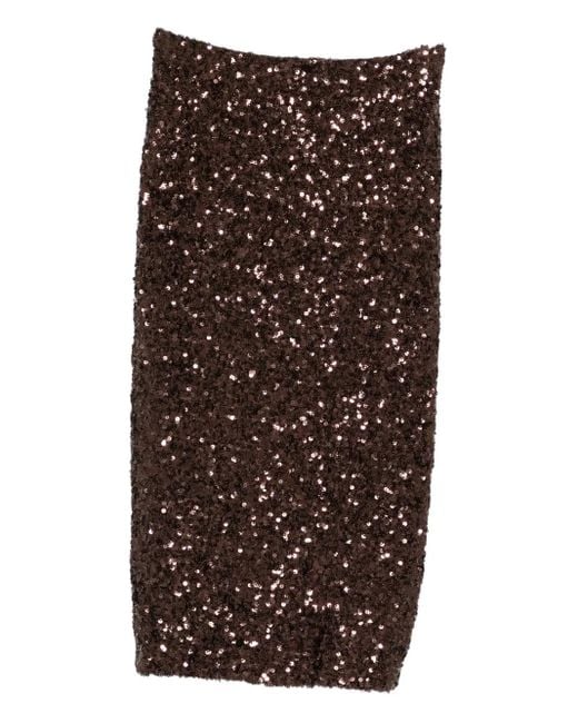 Marella Brown Sequin-Embellished Midi Skirt