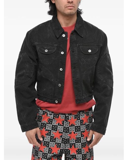 Off-White c/o Virgil Abloh Gray Denim Jacket Garmdyed With Rear Zip for men