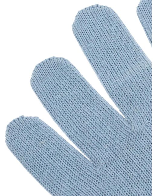 Guanti A Coste Con Logo Ricamato di Moschino in Blue