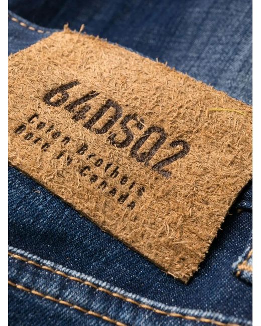 DSquared² Blue Distressed-Effect Straight-Leg Jeans