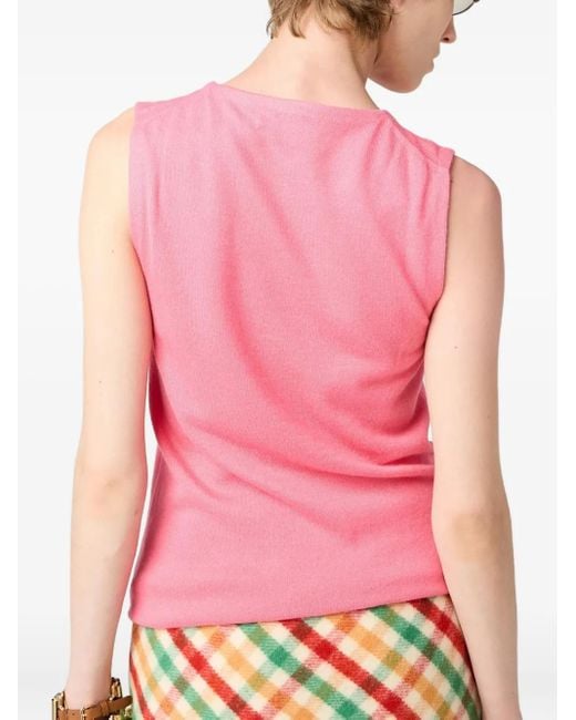 Miu Miu Pink Top mit Intarsien-Logo