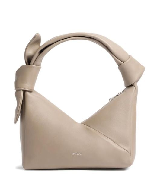 Patou Natural Bonbonnette Knot-Detail Shoulder Bag