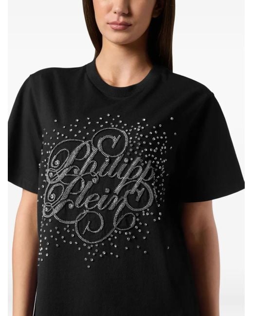 Philipp Plein Black Crystal-Embellished T-Shirt