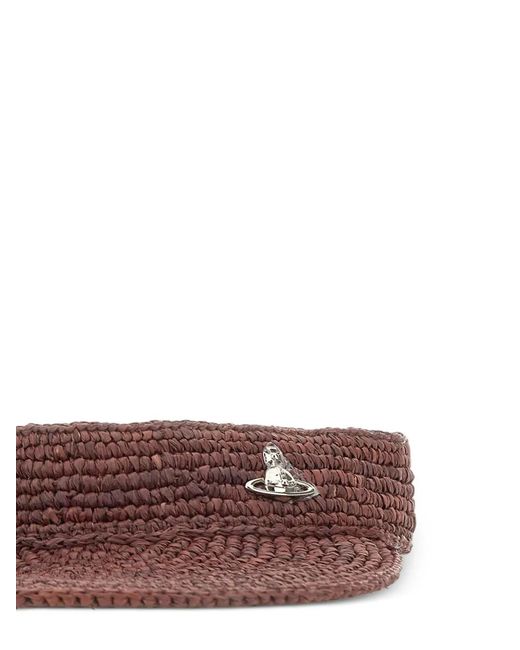 Vivienne Westwood Brown Orb Woven Raffia Visor