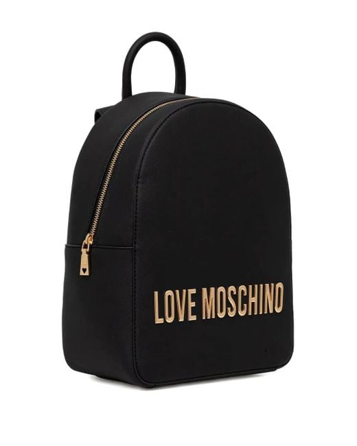 Love Moschino Black Logo-Plaque Backpack