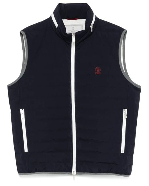 Brunello Cucinelli Blue Nylon Down Vest for men
