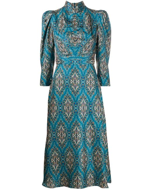 Sandro Blue Kaela Midi Silk Dress