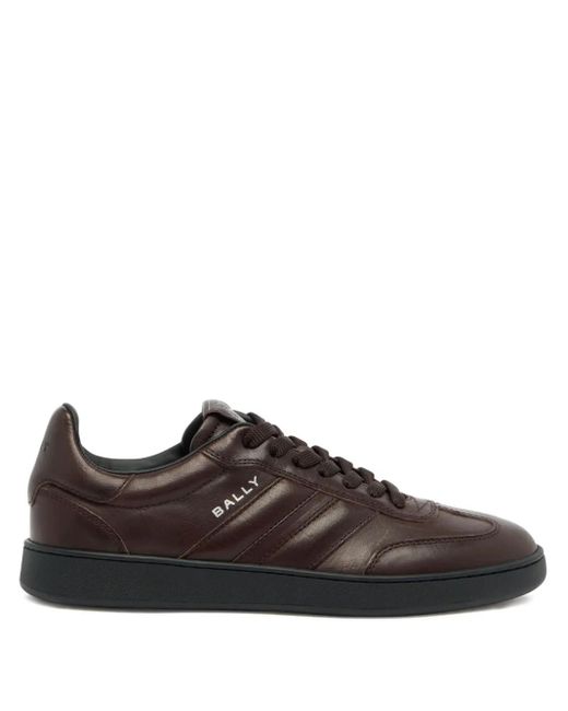 Bally Brown Retro Crest Leather Sneakers for men