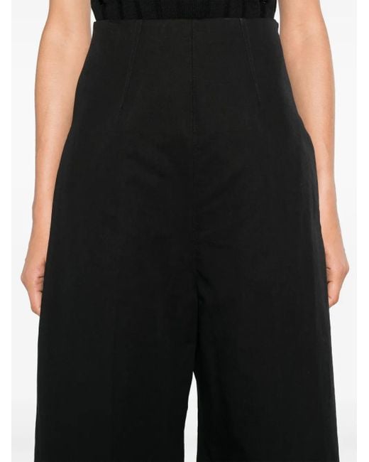 Max Mara Black High-Waist-Hose mit weitem Bein