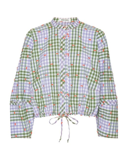 Henrik Vibskov Purple Checked Gathered Blouse
