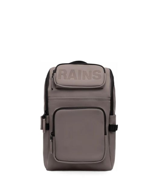 Rains Gray Texel Cargo Logo-Print Backpack