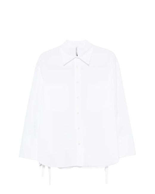 Liviana Conti White Drawstring-Hem Chest-Pocket Shirt