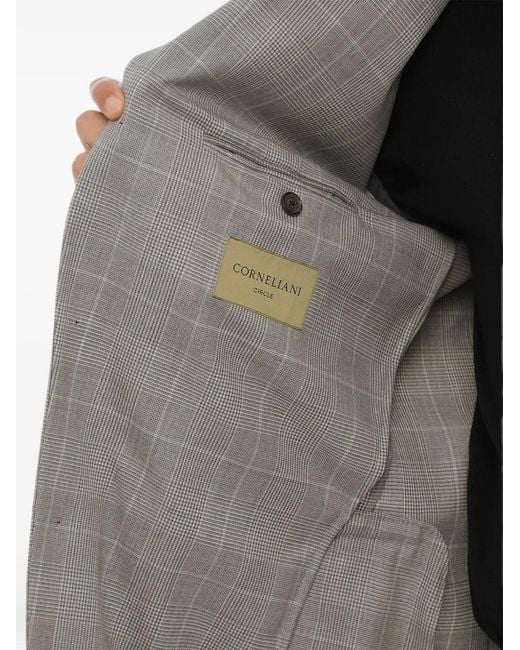Corneliani Gray Checked Single-Breasted Jacket for men